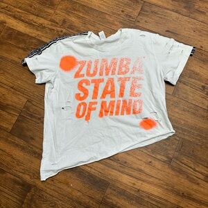 Zumba Fitness White and Orange Short Sleeve Tee